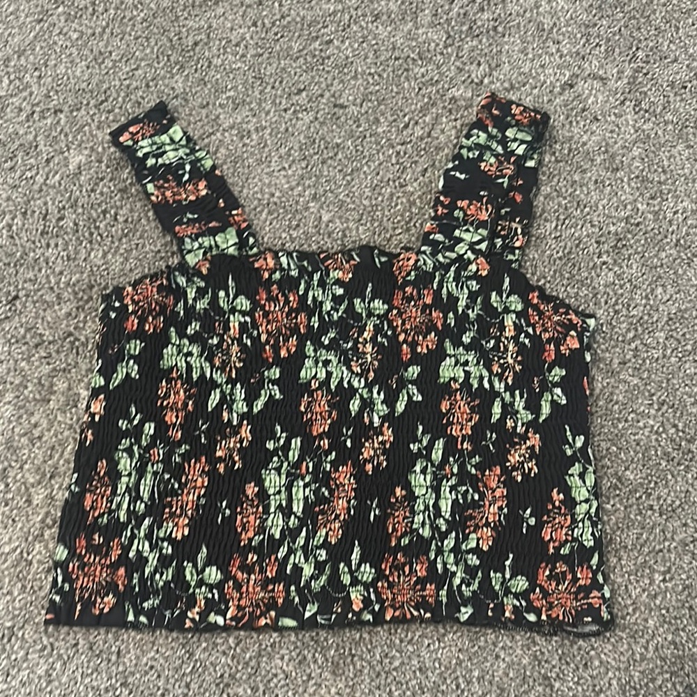 SHEIN Black and Green Fitted Crop Tank Top